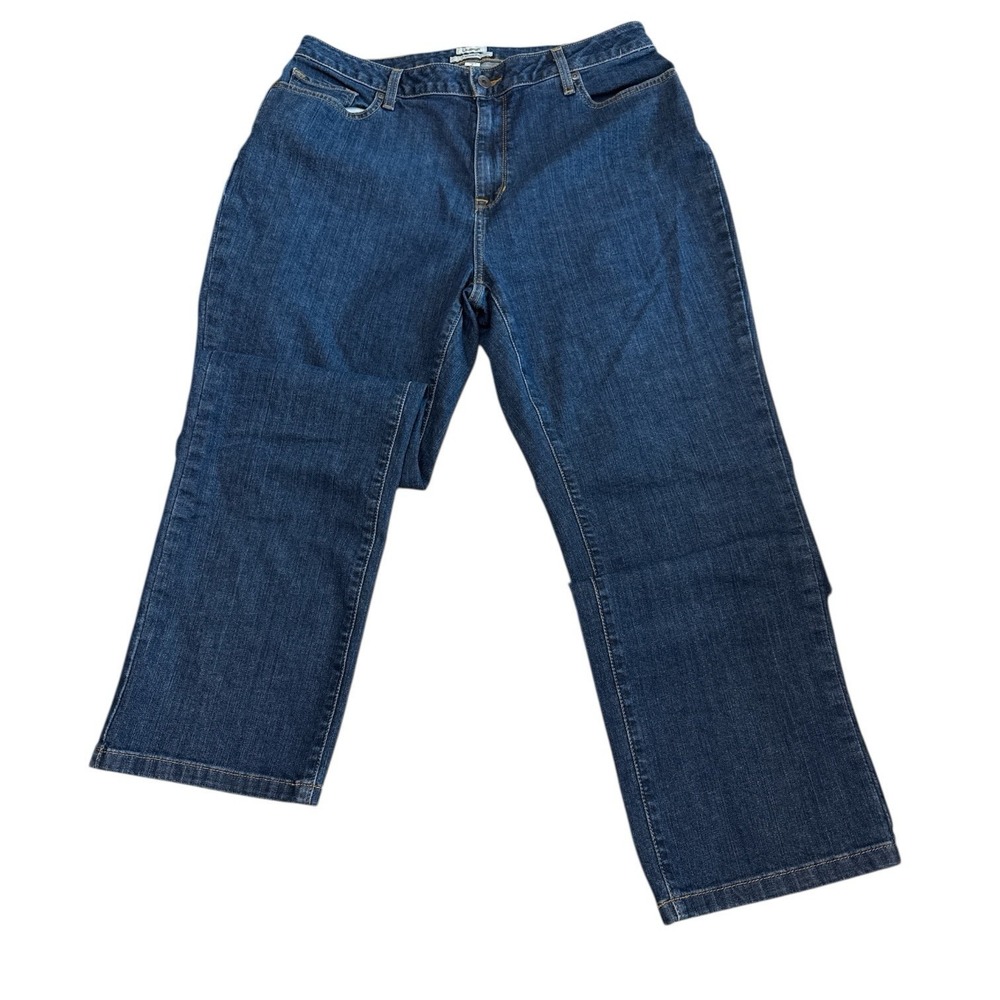 LL Bean Jeans Pants Women's Size 16 Classic Fit Blue Denim Zip Straight Leg‎